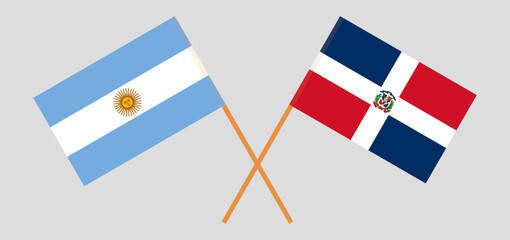 Crossed flags of Argentina and Dominican Republic. Official colors. Correct proportion