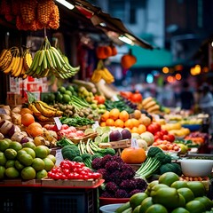 Fototapeta na wymiar fruits and vegetables in market 