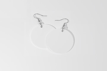 Circle shaped sublimation earrings mockup. 3D rendering