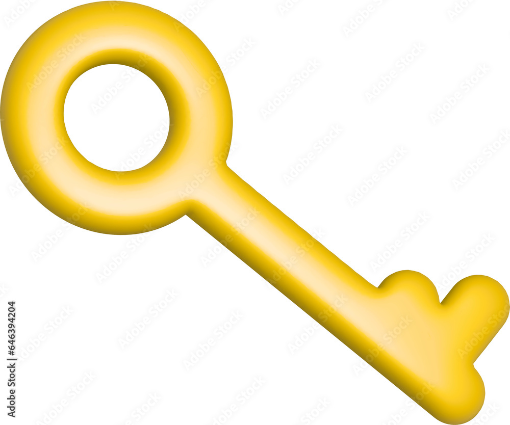Poster 3d rendering key icon. illustration with shadow isolated on white.
