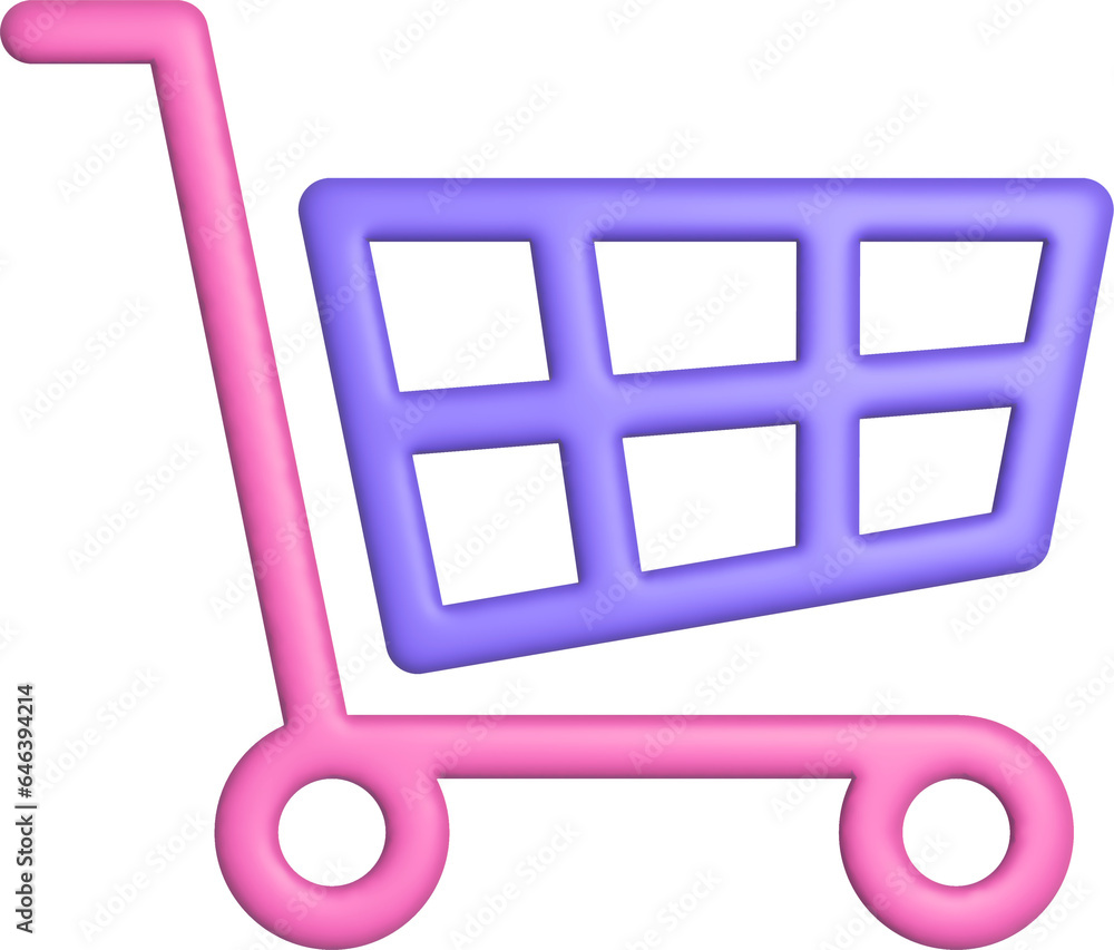 Poster 3d rendering shopping backet icon. illustration with shadow isolated on white.