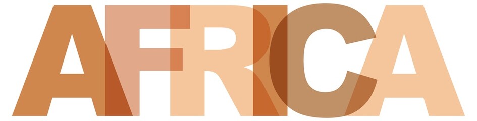 Africa, phrase overlap color no transparency. Concept of simple text for typography poster, sticker design, apparel print, greeting card or postcard. Graphic slogan isolated on white background. © SolaruS