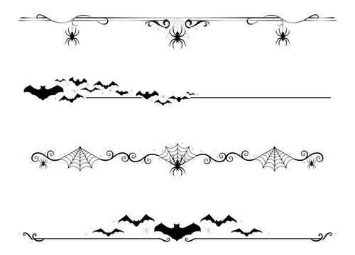 A set of spooky Halloween dividers, bats and spiders
