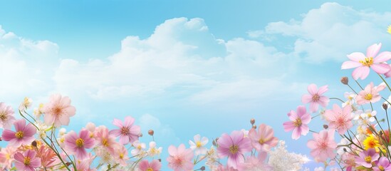 Blooms in the spring isolated pastel background Copy space