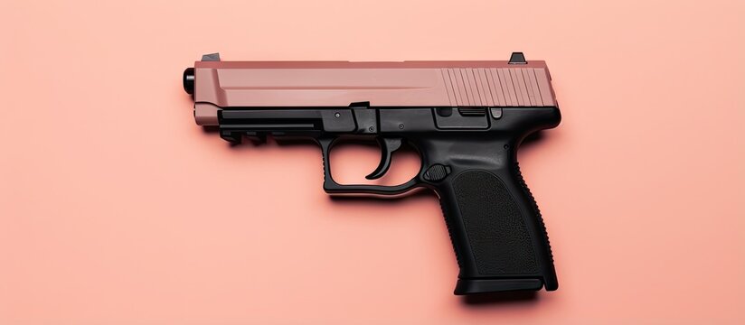 Air gun Replica of a genuine handgun on isolated pastel background Copy space