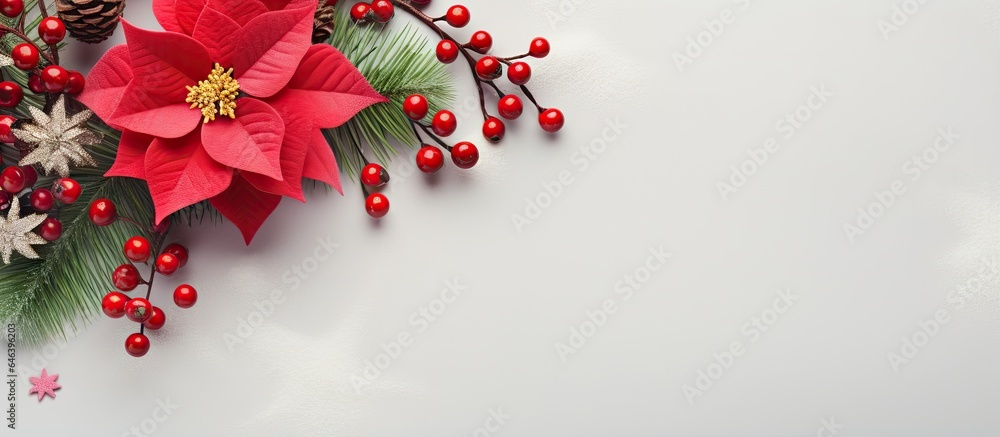 Aufkleber christmas ornaments in red and black with space for text isolated pastel background copy space