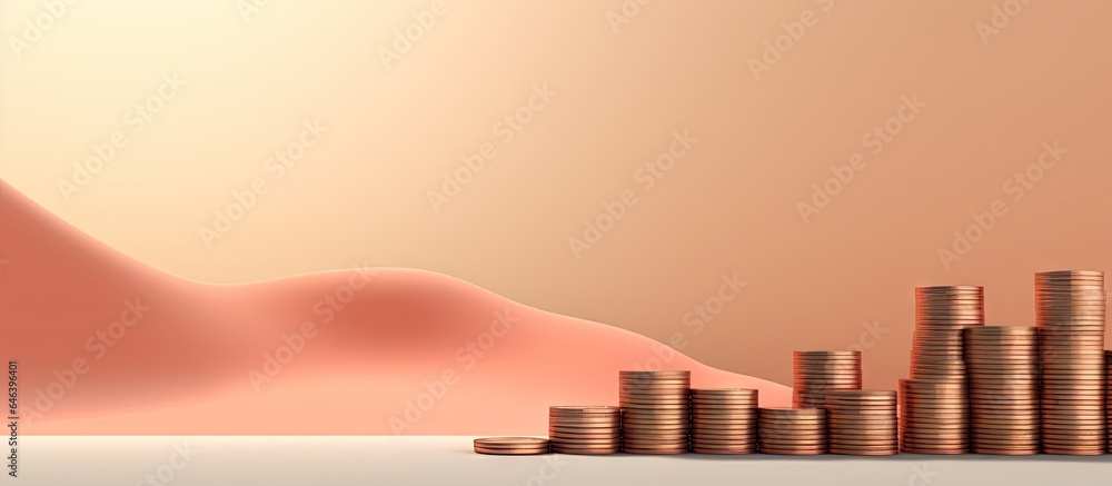 Poster coin graph design with natural illustration on a isolated pastel background copy space