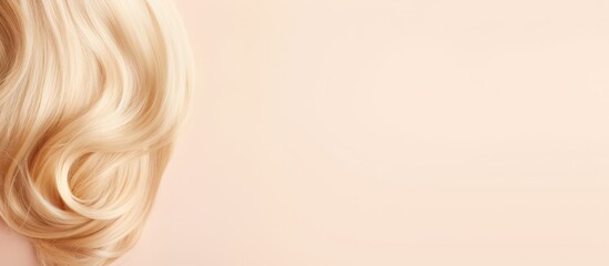 Blond hair captured in isolated pastel background Copy space