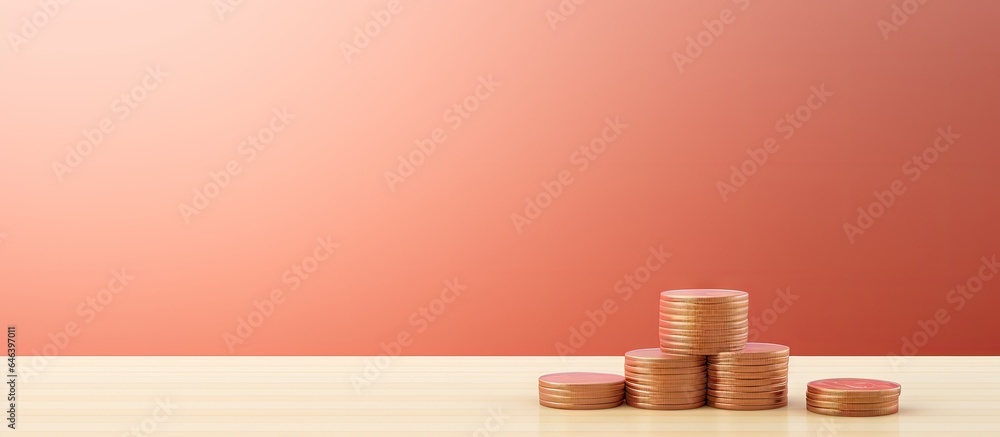 Poster coin graph design with natural illustration on a isolated pastel background copy space