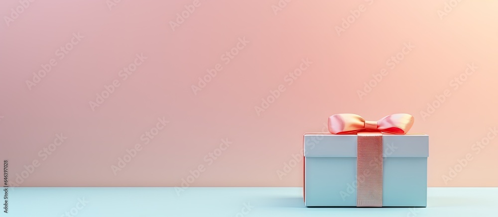 Aufkleber birds eye view of a white gift box on isolated pastel background copy space of considerable height a