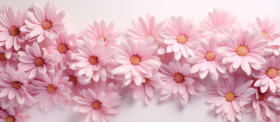 Chrysanthemum with pink blossoms isolated pastel background Copy space