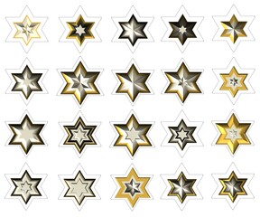 gold outline silver david stars stickers