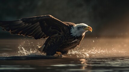 Fototapeta premium Majestic bald eagle soaring through the sky with grace and power