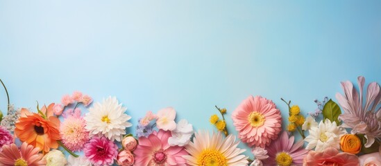 Colombian macro flowers isolated pastel background Copy space