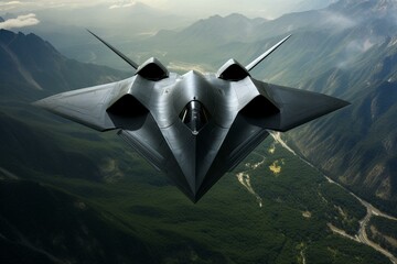 3D rendering of a stealthy warplane. Generative AI