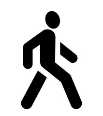 Walking man. Vector black silhouette. A pedestrian. Icon isolated on white background.