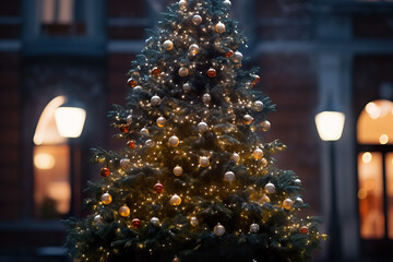 Fototapeta na wymiar Beautiful Christmas Tree in snow concept