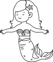 Cartoon kid girl mermaid coloring pages 