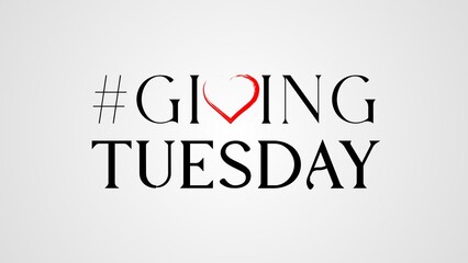 Giving Tuesday, world charity day of giving with heart symbol. Background design, banners and social media posts, illustration design.