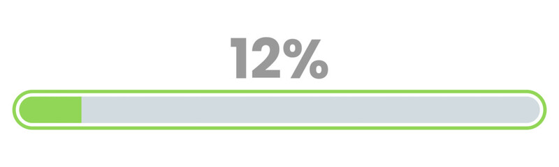 12% Loading. 12% progress bar Infographics vector, 12 Percentage ready to use for web design ux-ui