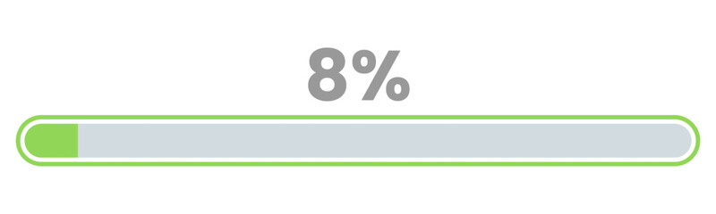 8% Loading. 8% progress bar Infographics vector, 8 Percentage ready to use for web design ux-ui