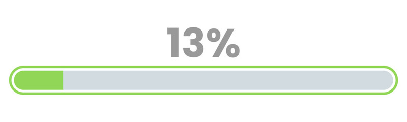 13% Loading. 13% progress bar Infographics vector, 13 Percentage ready to use for web design ux-ui