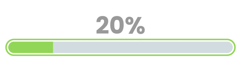 20% Loading. 20% progress bar Infographics vector, 20 Percentage ready to use for web design ux-ui