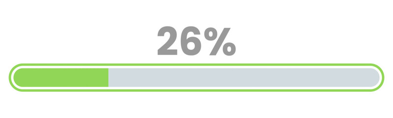 26% Loading. 26% progress bar Infographics vector, 26 Percentage ready to use for web design ux-ui