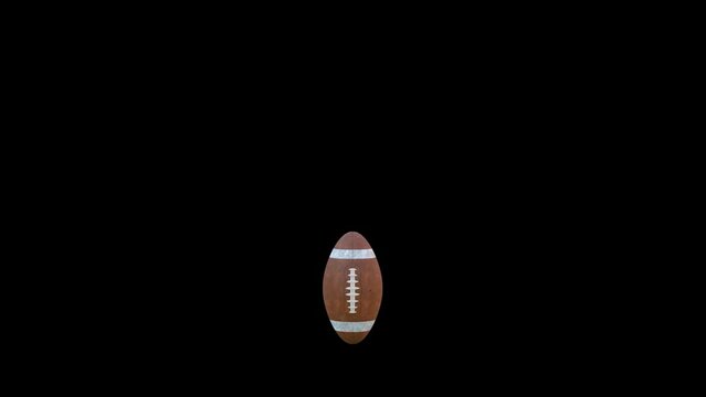 Pack of three 3d american football ball transition on isolated background luma matte