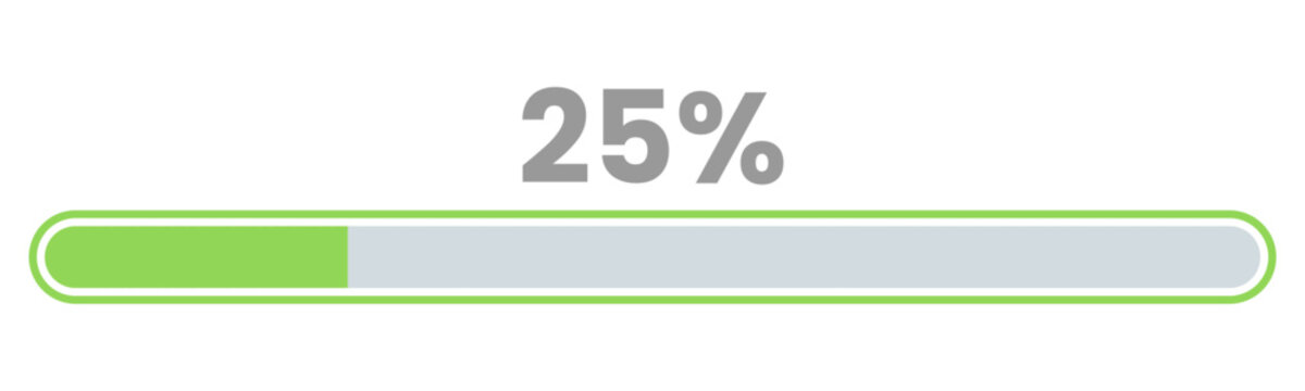 25% Loading. 25% progress bar Infographics vector, 25 Percentage ready to use for web design ux-ui