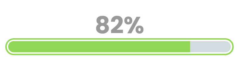 82% Loading. 82% progress bar Infographics vector, 82 Percentage ready to use for web design ux-ui