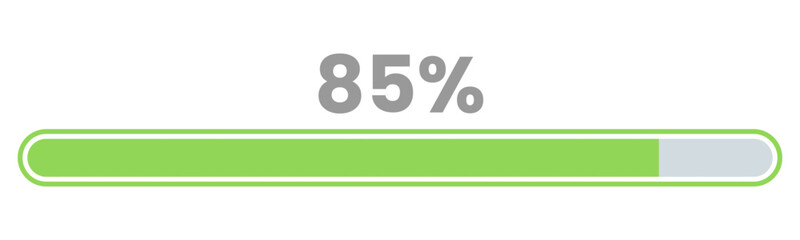 85% Loading. 85% progress bar Infographics vector, 85 Percentage ready to use for web design ux-ui