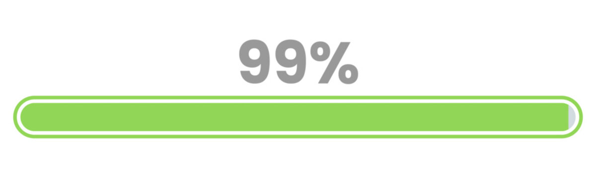 99% Loading. 99% progress bar Infographics vector, 99 Percentage ready to use for web design ux-ui