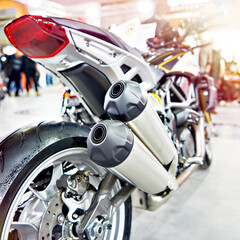 Fototapeta premium Exhaust pipes of modern motorcycle