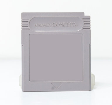 Kent, Uk, 01.01.2023 A Blank For Mockup Retro Vintage  Nintendo Gameboy Console Game Cartridge Isolated On A White Background. Iconic 1980Ss Video Game History