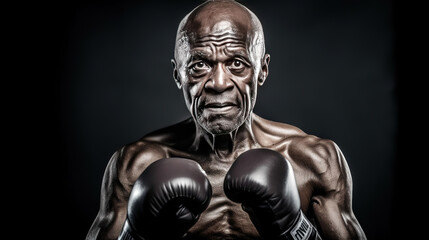 Fototapeta na wymiar Senior man exhibiting strength and resilience as a boxer