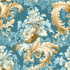 Beautiful rococo floral patterns, AI Generated