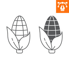 Corn line and solid icon, outline style icon for web site or mobile app, thanksgiving and vegetables, corncob vector icon, simple vector illustration, vector graphics with editable strokes.
