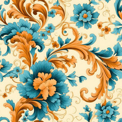Beautiful rococo floral patterns, AI Generated