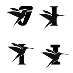 Letter I initial Logo | Set Of Brids | Number And Bird Logo