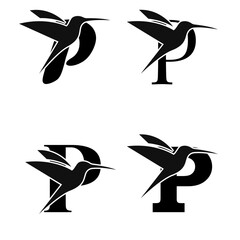 Letter P initial Logo | Set Of Brids | Number And Bird Logo