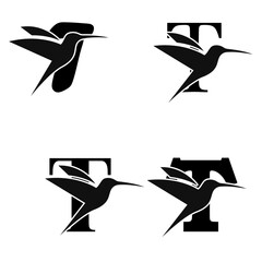 Letter T initial Logo | Set Of Brids | Number And Bird Logo