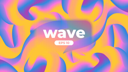 Colorful abstract geometric background. Liquid wave. Bright vibrant colors. Modern design. Fluid shapes composition. Poster, banner template. 3d elements. Yellow and blue. Vector illustration eps10.