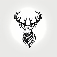 Black And White Image Of A Deer Head