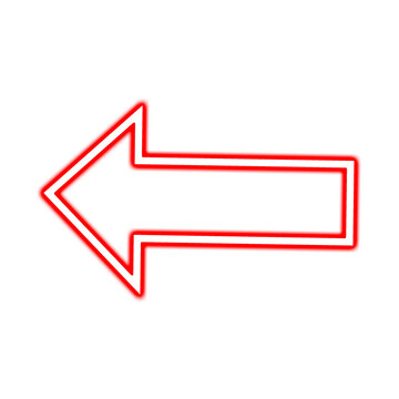Neon red arrow pointer on a transparent background. Red symbol of all direction arrow. Glowing signs best for social media, pointing, chart, success, stock market graphics.