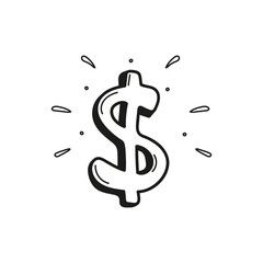 dollar sign doodle hand drawn sketch style illustration icon.
