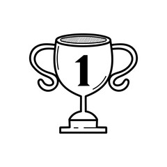 Gold trophy, hand drawn vector illustration of a gold trophy for the first place winner.
