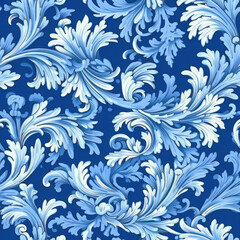 Fototapeta na wymiar Blue background in Renaissance style blue colors patterns, AI Generated