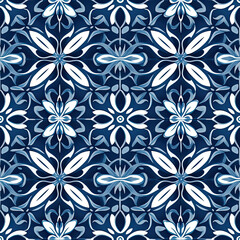 Fototapeta premium Blue royalty seamless pattern backgroud, AI Generated