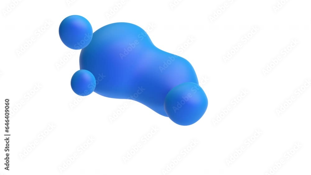Poster abstract 3d animation of blue flying blobs, 4k seamless looped video